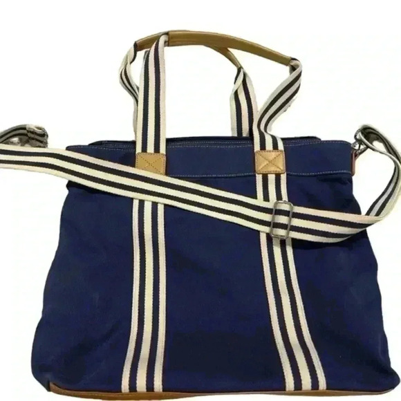 PotteryBarn corduroy navy blue monogrammed, diaper bag - Picture 2 of 6